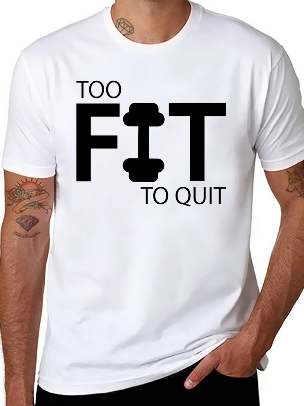 Too Fit To Quit Black Graphic Tee