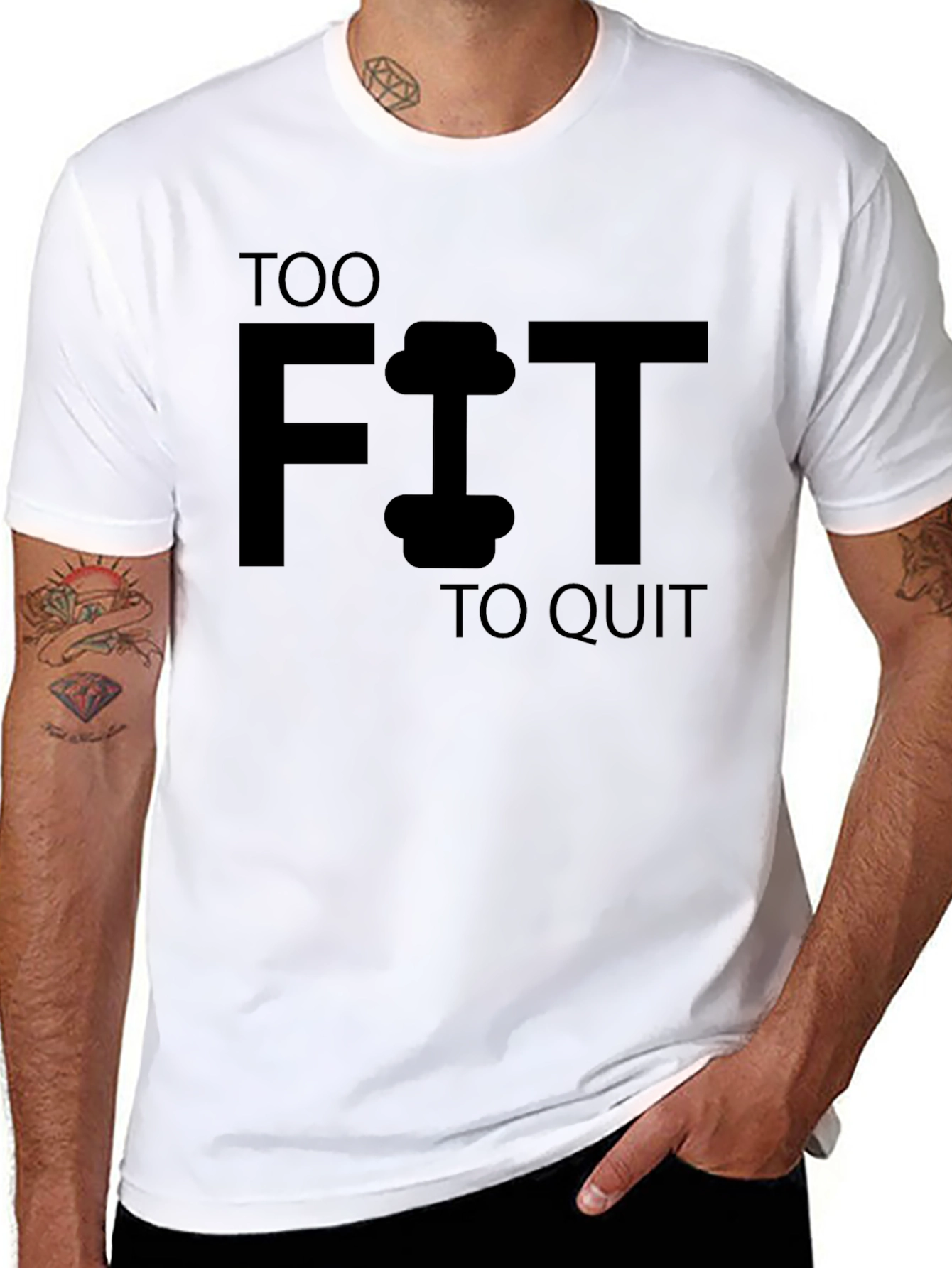 Too Fit To Quit Black Graphic Tee