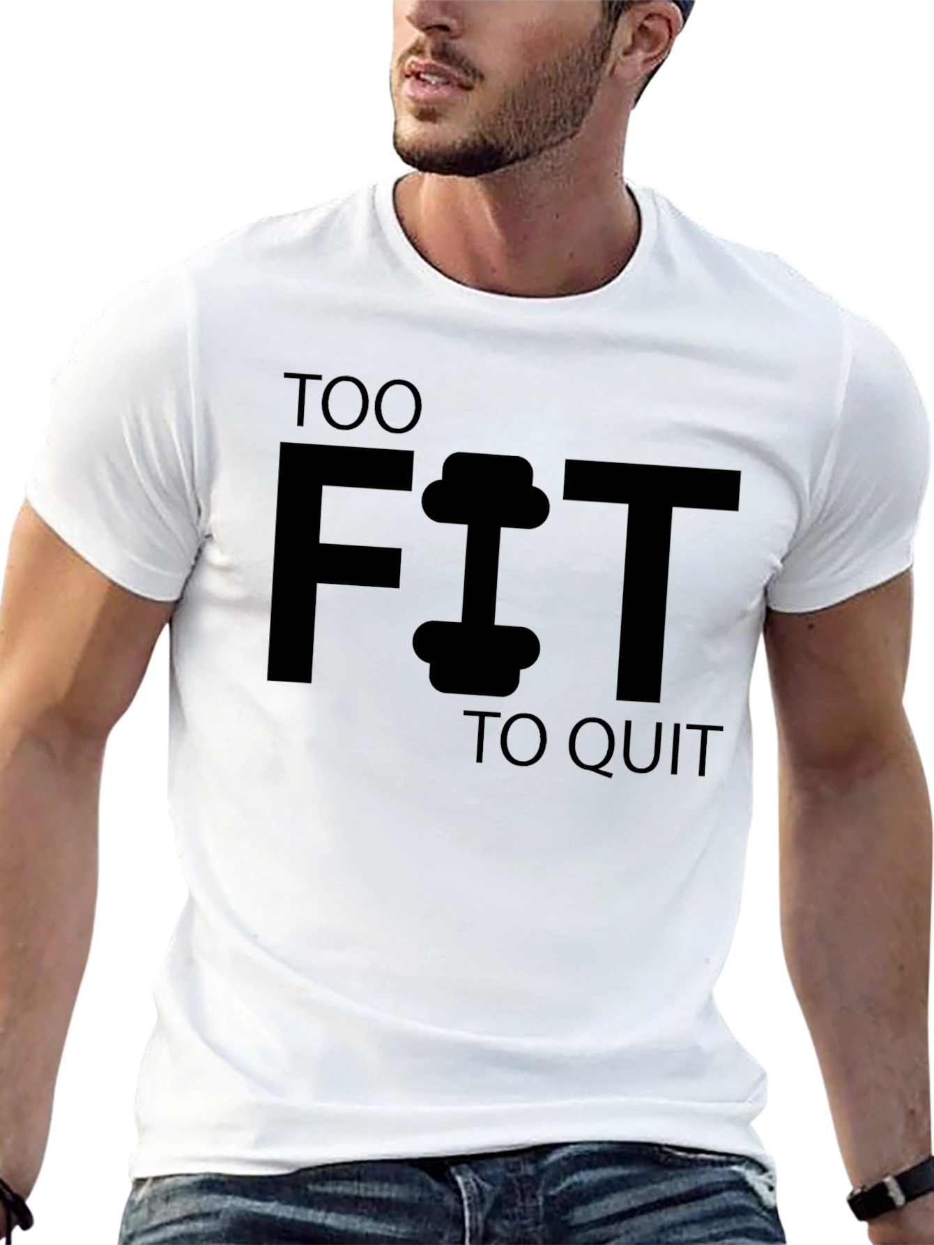 Too Fit To Quit Black Graphic Tee
