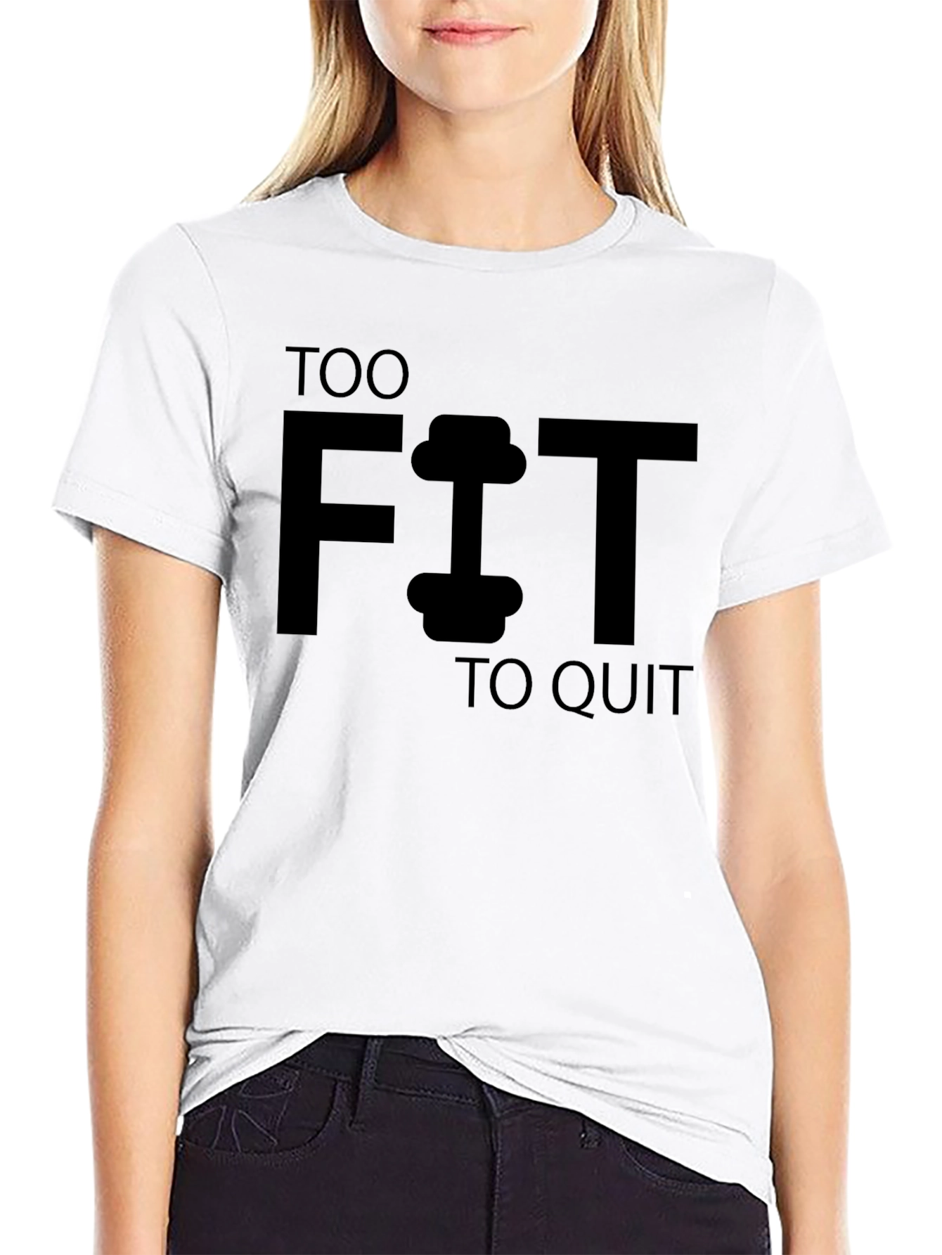 Too Fit To Quit Black Graphic Tee