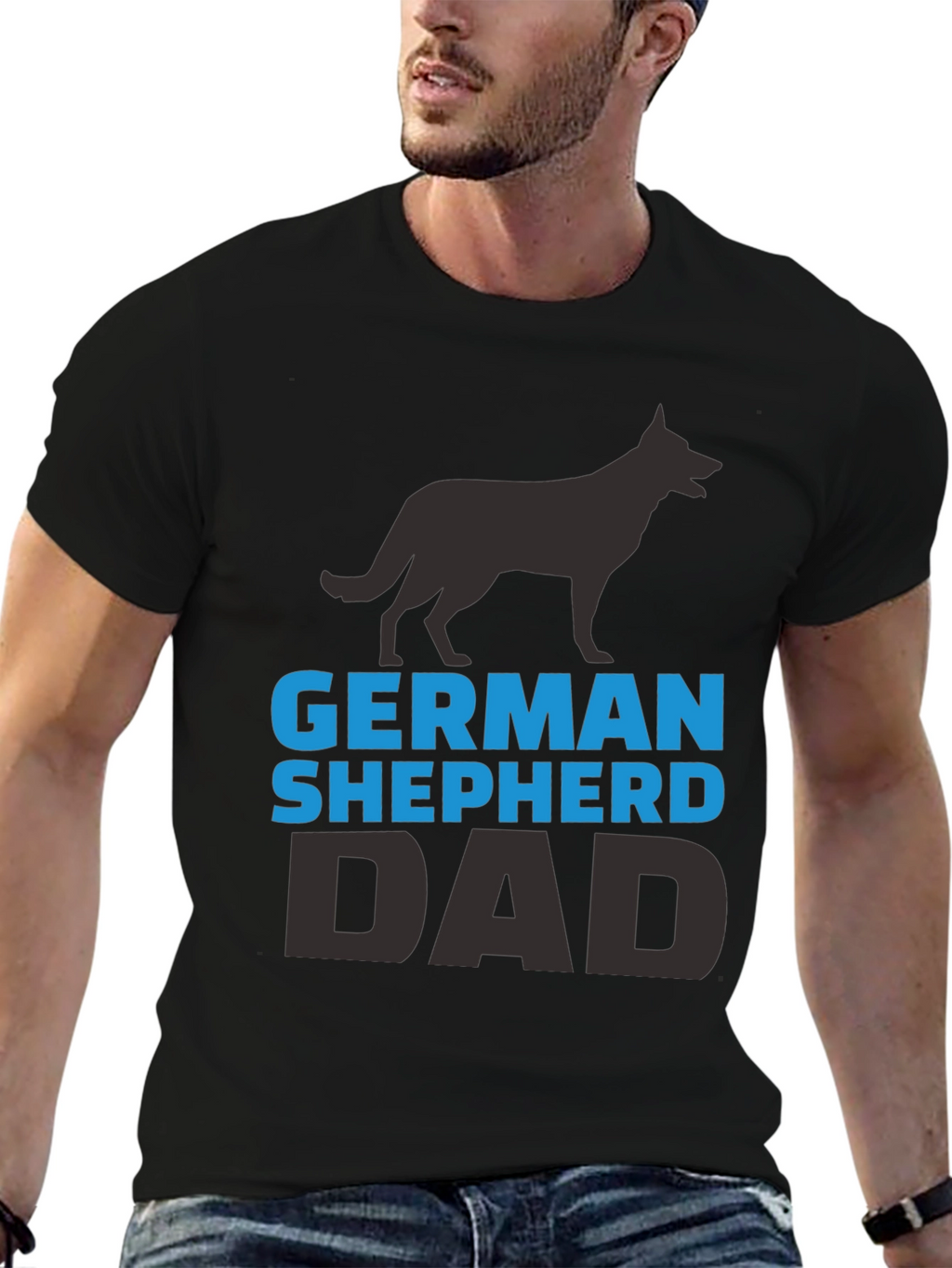German Shepherd Dad Black T-Shirt