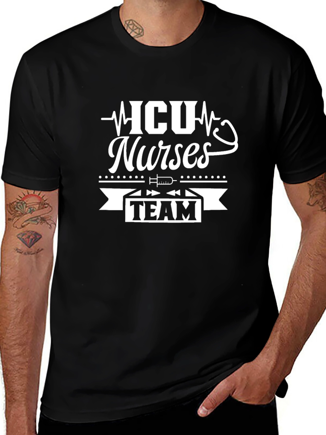ICU Nurses Team Black T-Shirt - Medical Professional Apparel