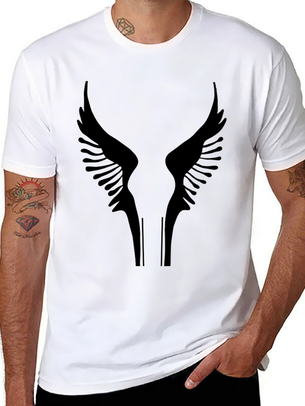 Black Wings Graphic Tee - Stylish Mens T-Shirt