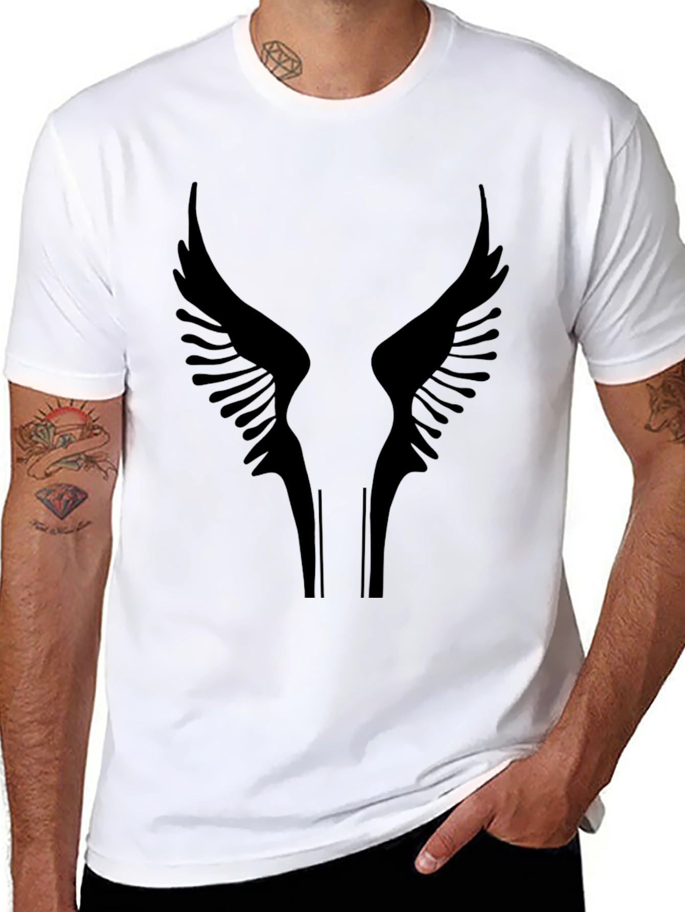 Black Wings Graphic Tee - Stylish Mens T-Shirt
