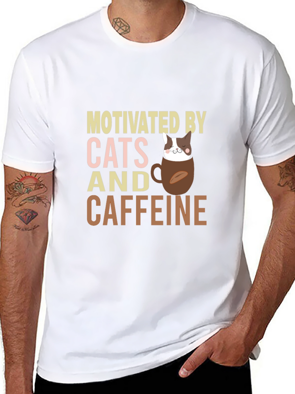 Motivated By Cats and Caffeine T-Shirt