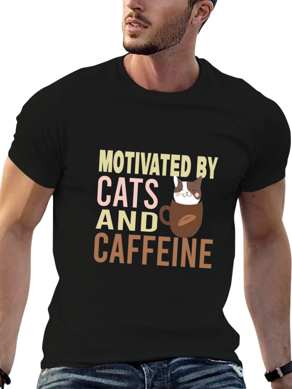 Motivated By Cats and Caffeine T-Shirt
