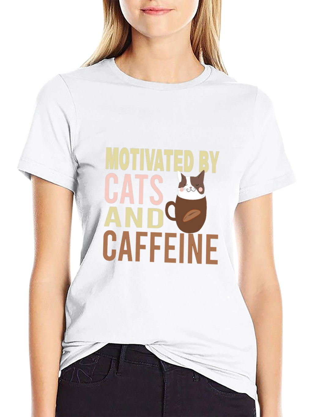 Motivated By Cats and Caffeine T-Shirt