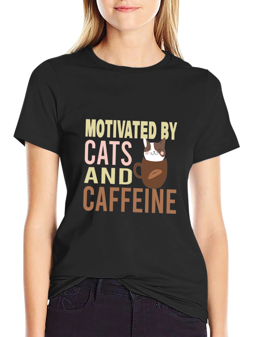 Motivated By Cats and Caffeine T-Shirt