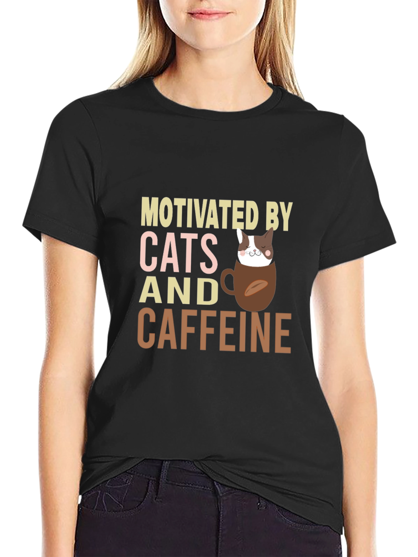 Motivated By Cats and Caffeine T-Shirt