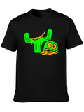 Cactus Character Graphic Tee - Black Cotton Blend