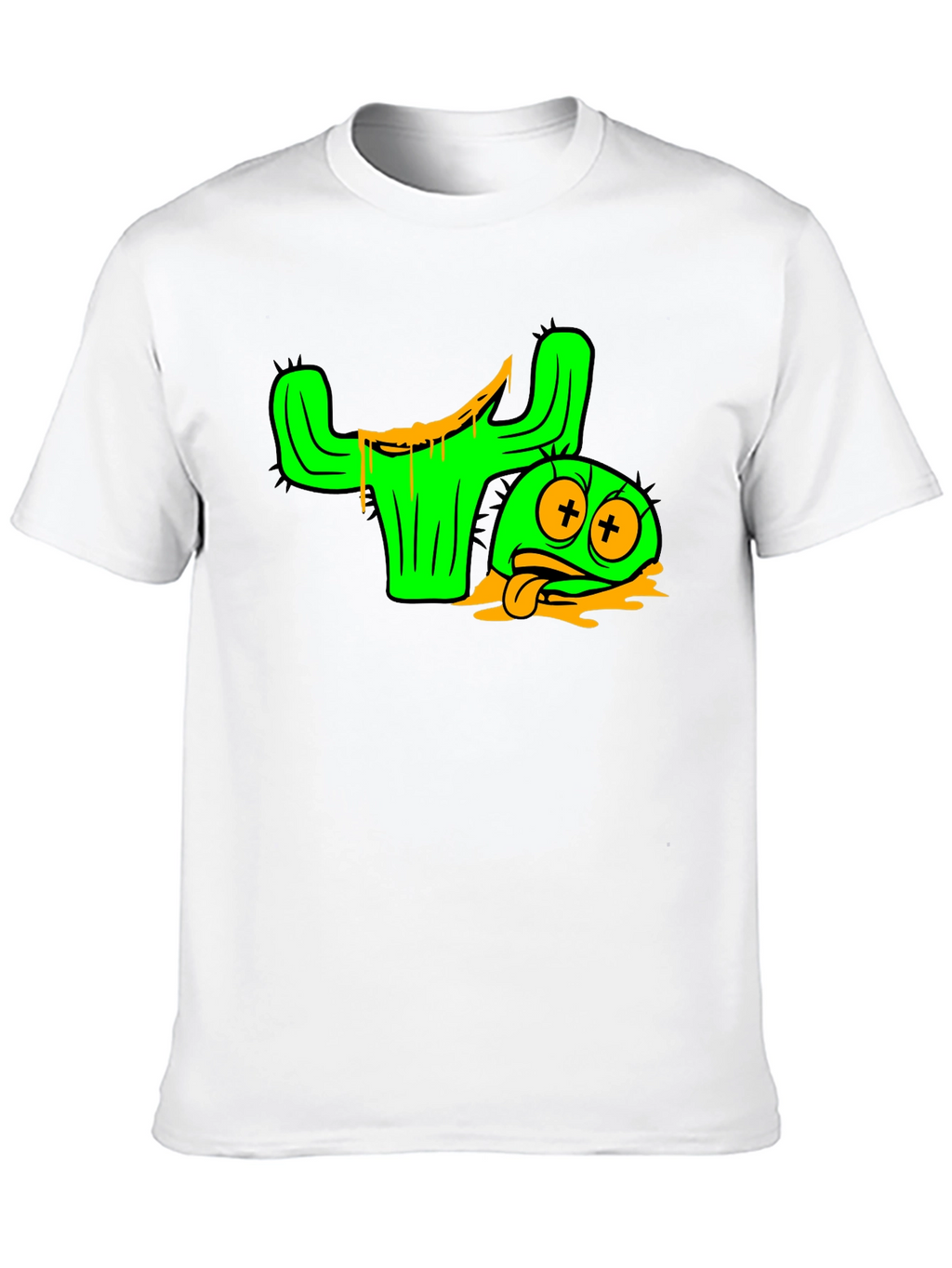 Cactus Character Graphic Tee - Black Cotton Blend