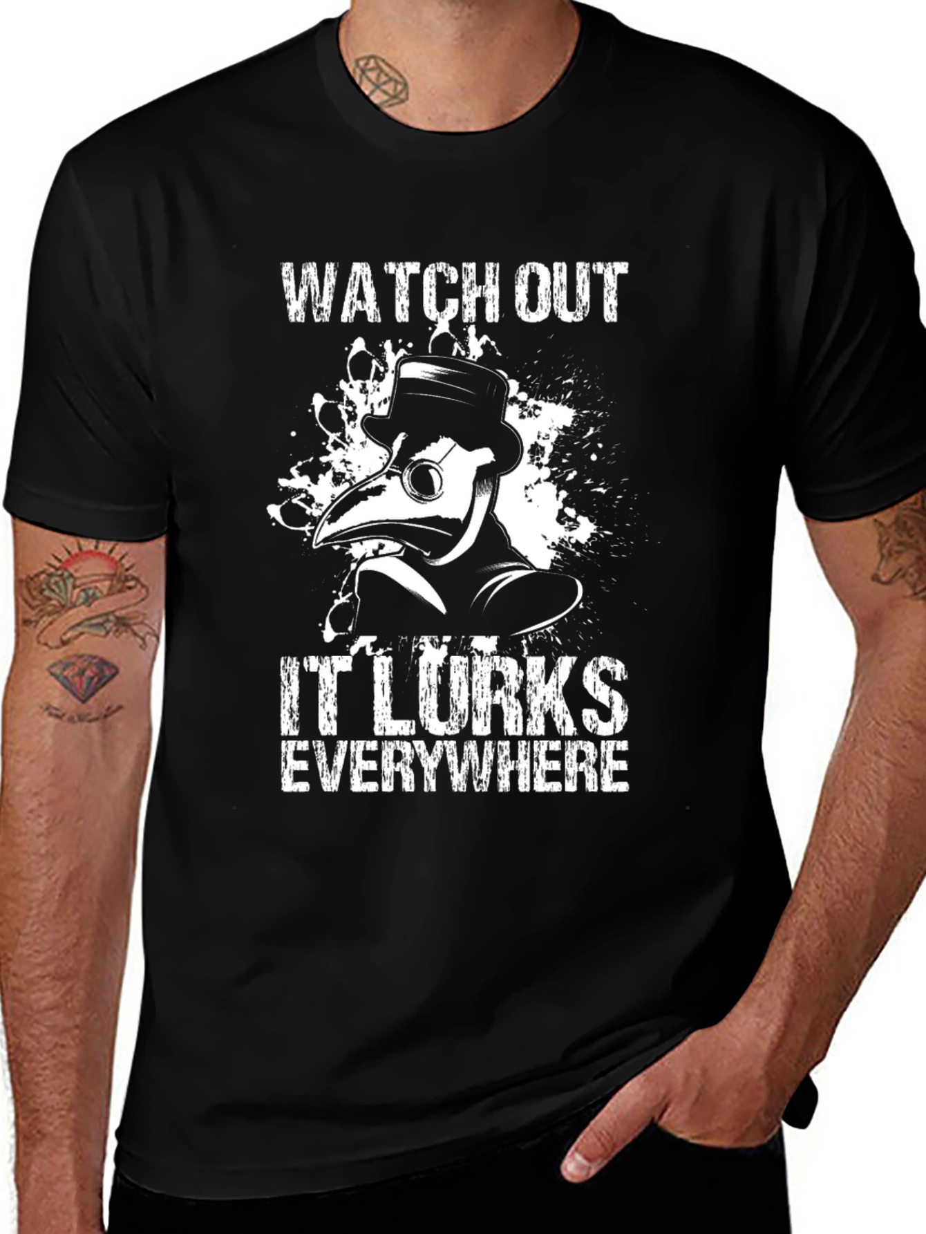 Plague Doctor Graphic T-Shirt - Watch Out!