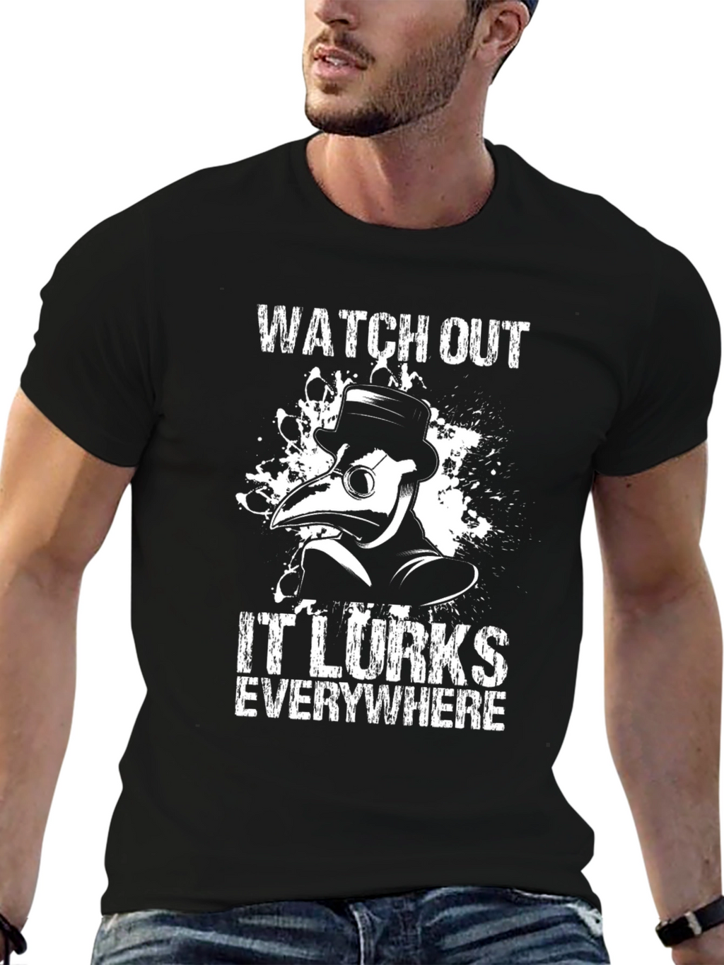 Plague Doctor Graphic T-Shirt - Watch Out!