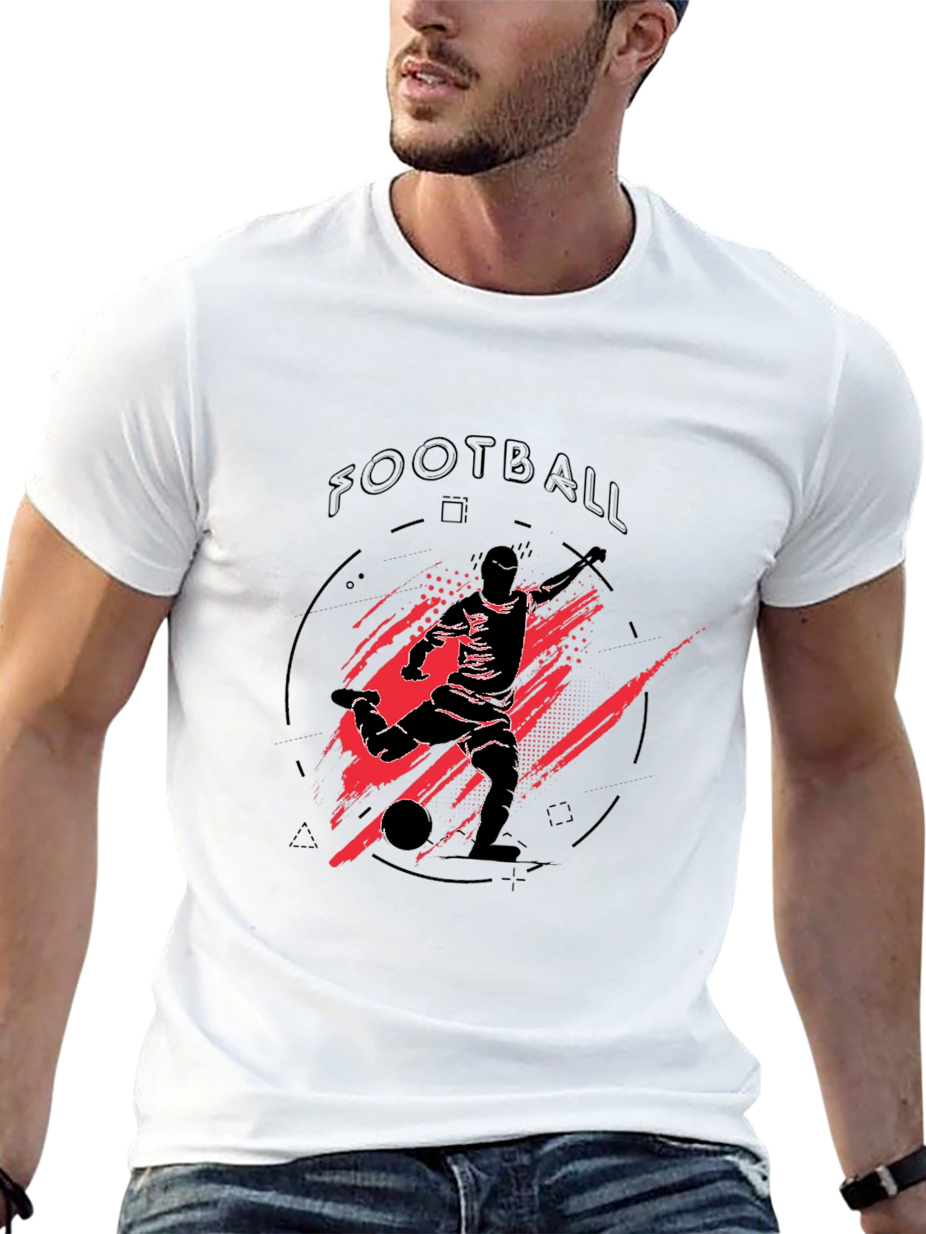 Football Graphic Tee - Black Sports T-Shirt