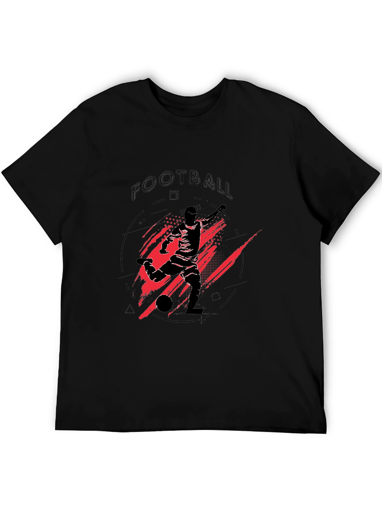 Football Graphic Tee - Black Sports T-Shirt