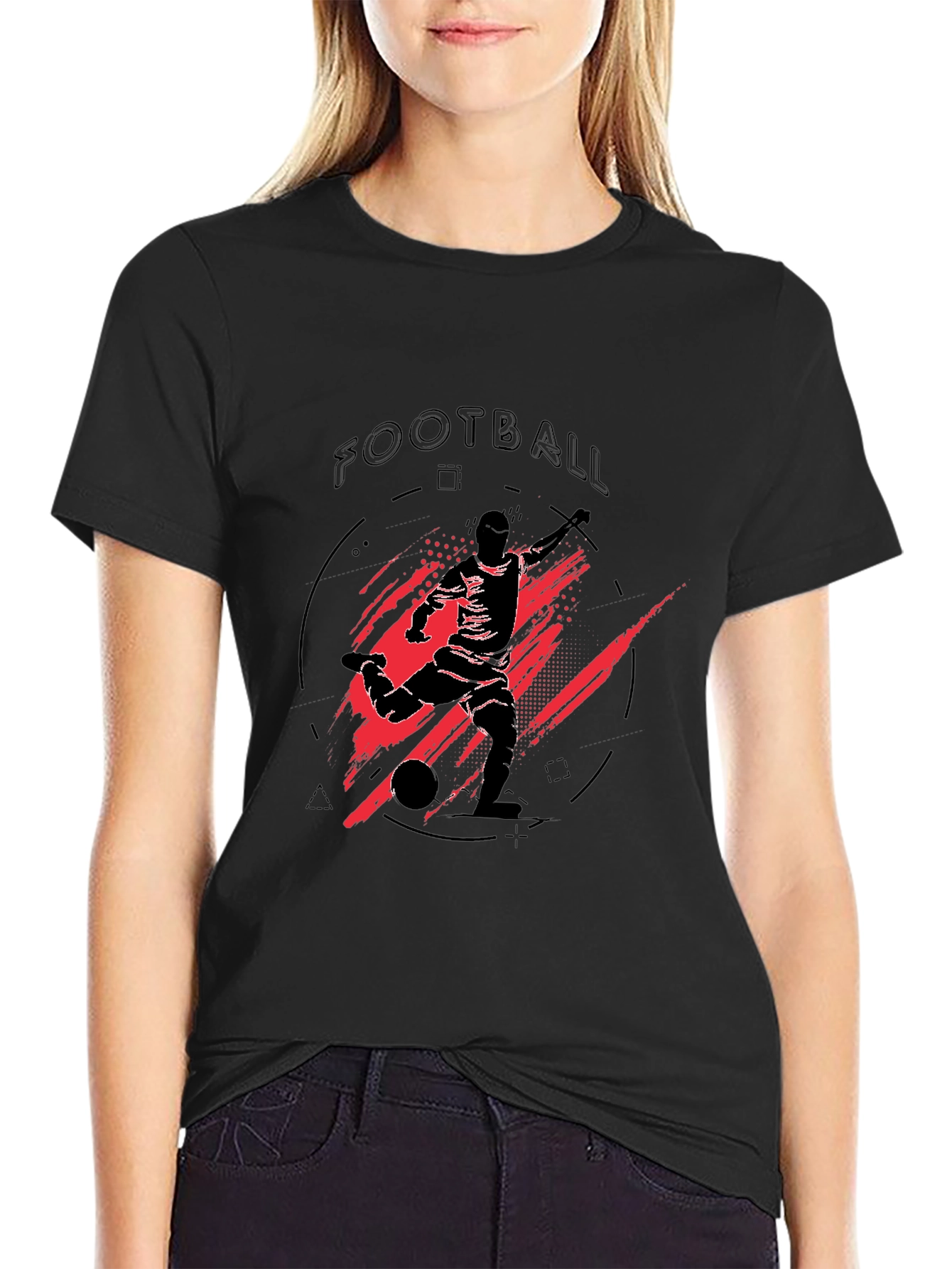 Football Graphic Tee - Black Sports T-Shirt