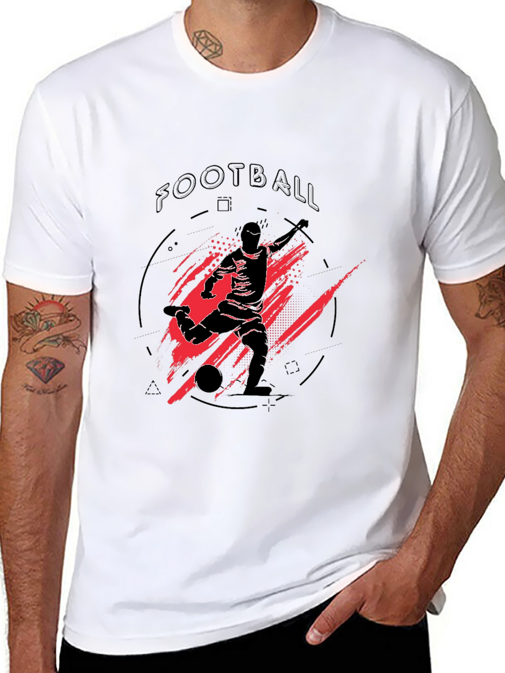 Football Graphic Tee - Black Sports T-Shirt