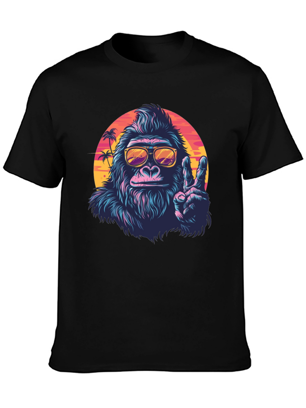 Cool Gorilla Graphic Tee - Retro Sunset Vibes