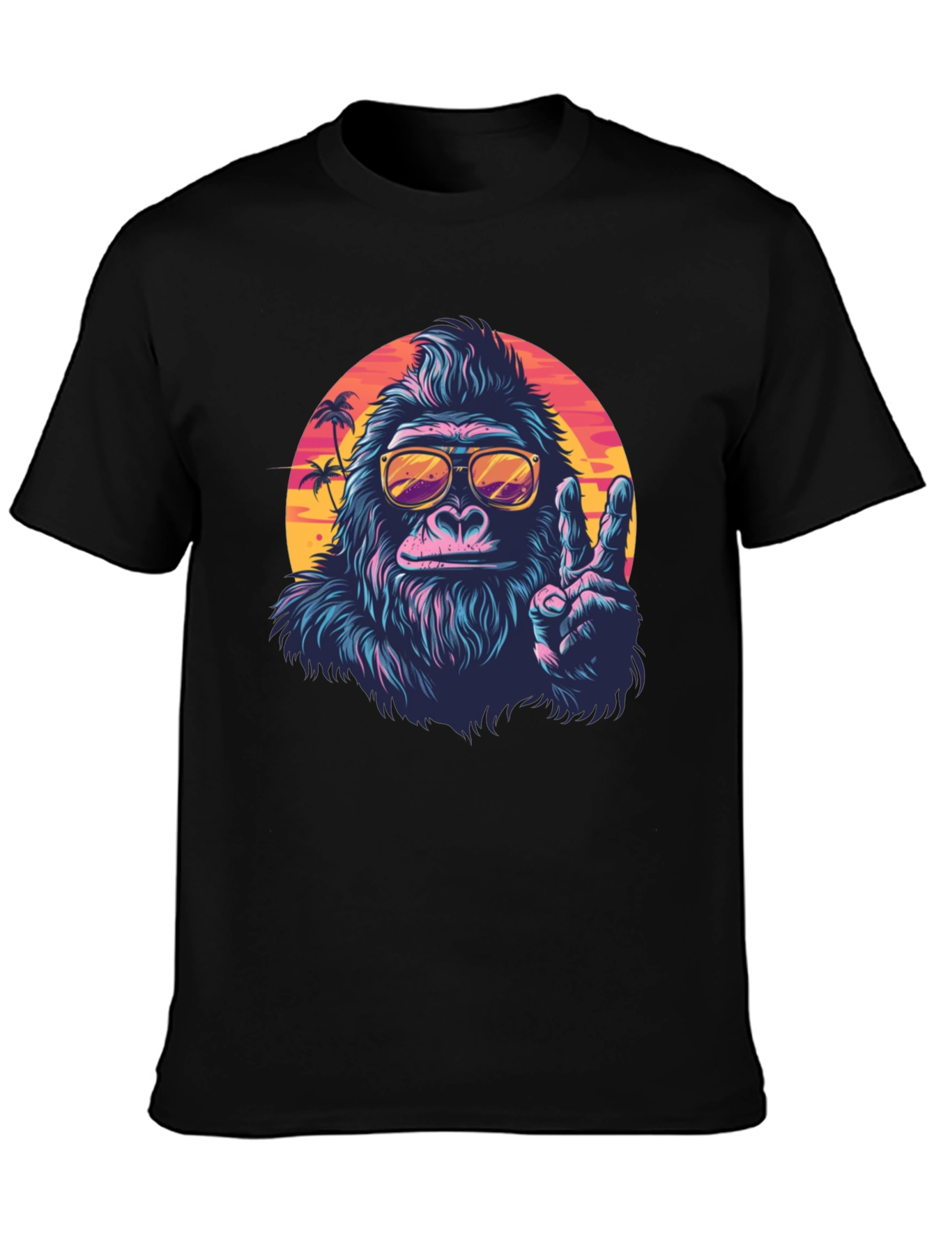 Cool Gorilla Graphic Tee - Retro Sunset Vibes