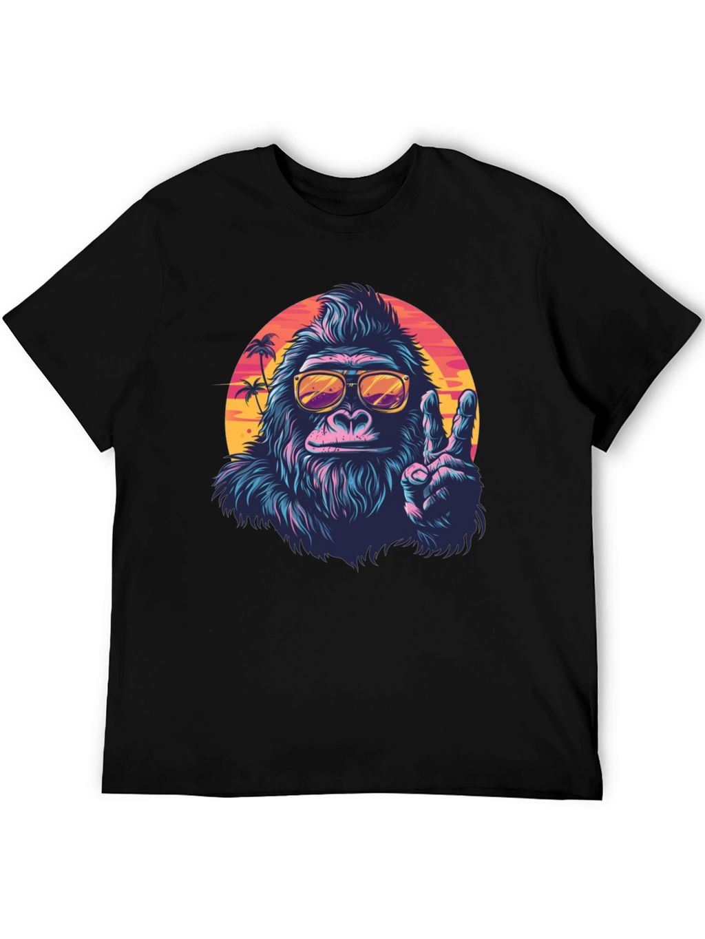 Cool Gorilla Graphic Tee - Retro Sunset Vibes