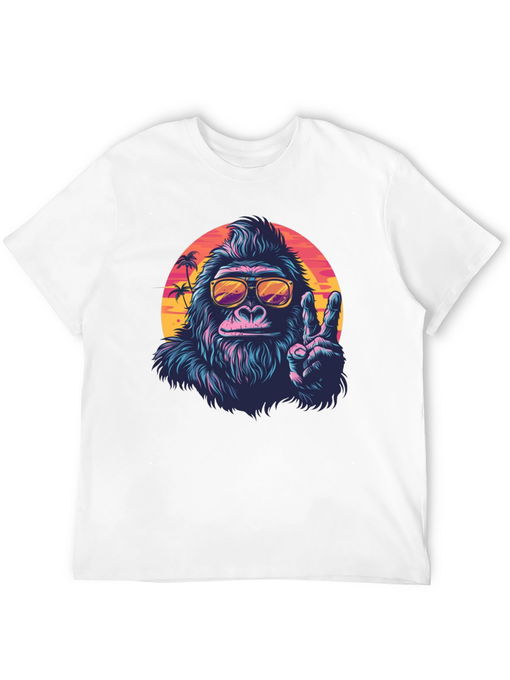 Cool Gorilla Graphic Tee - Retro Sunset Vibes