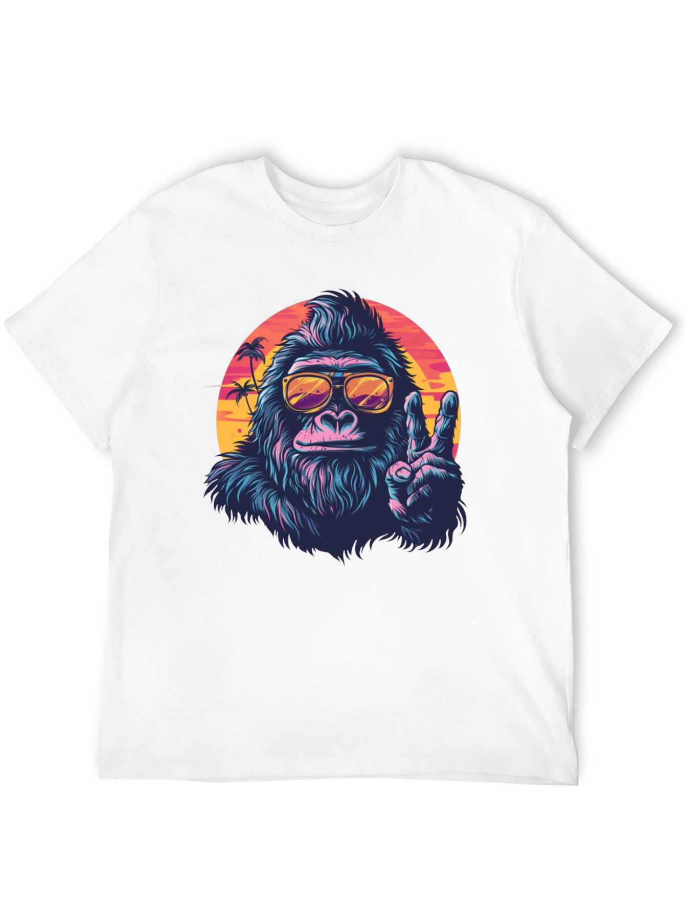 Cool Gorilla Graphic Tee - Retro Sunset Vibes