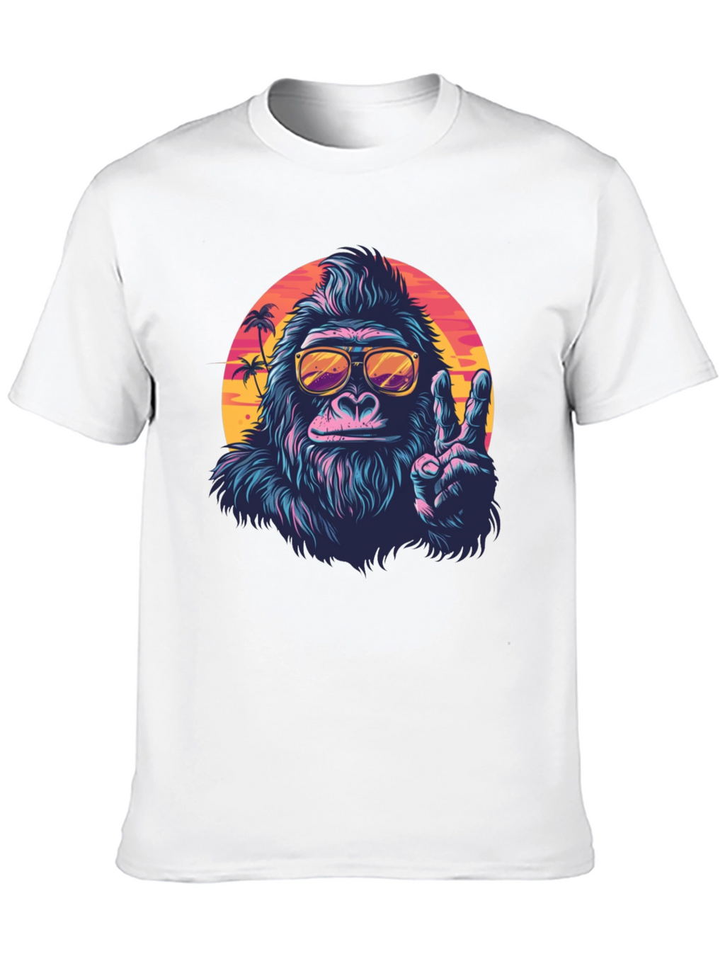 Cool Gorilla Graphic Tee - Retro Sunset Vibes