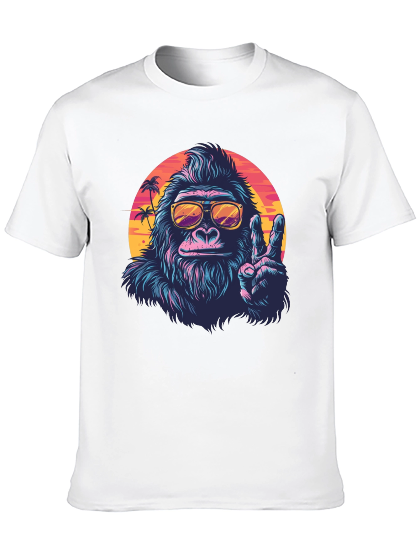 Cool Gorilla Graphic Tee - Retro Sunset Vibes