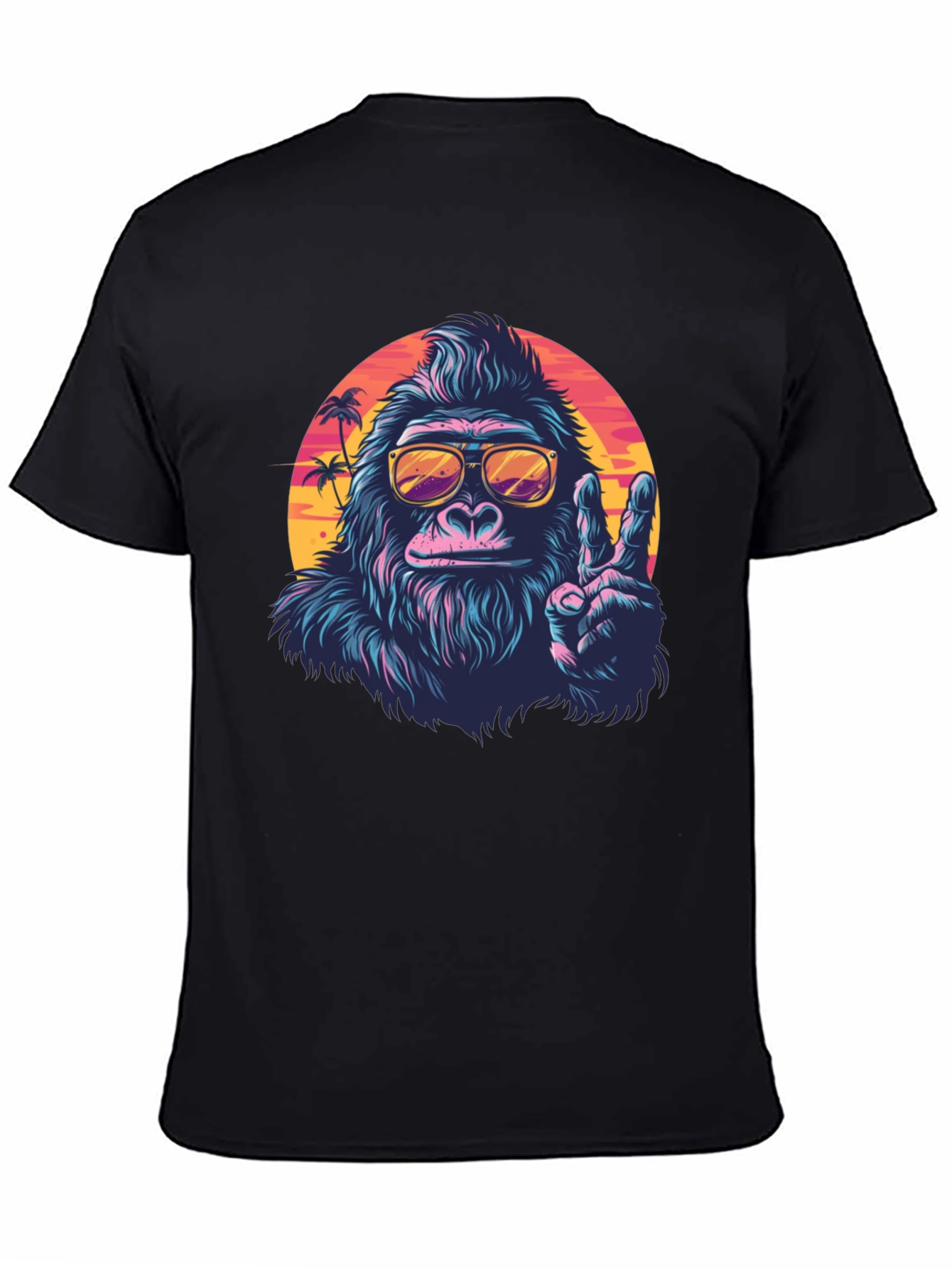 Cool Gorilla Graphic Tee - Retro Sunset Vibes
