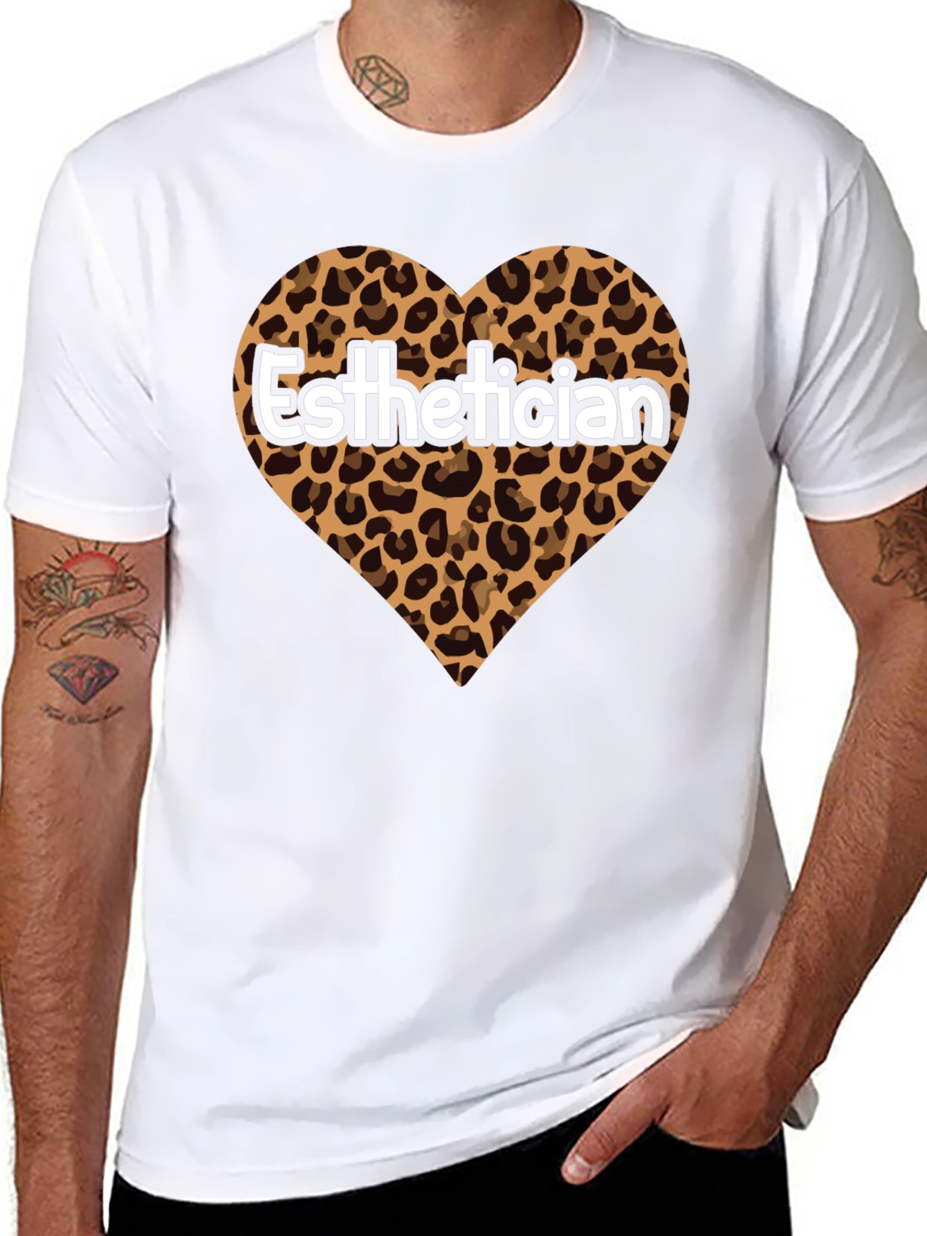 Esthetician Leopard Heart Graphic Tee