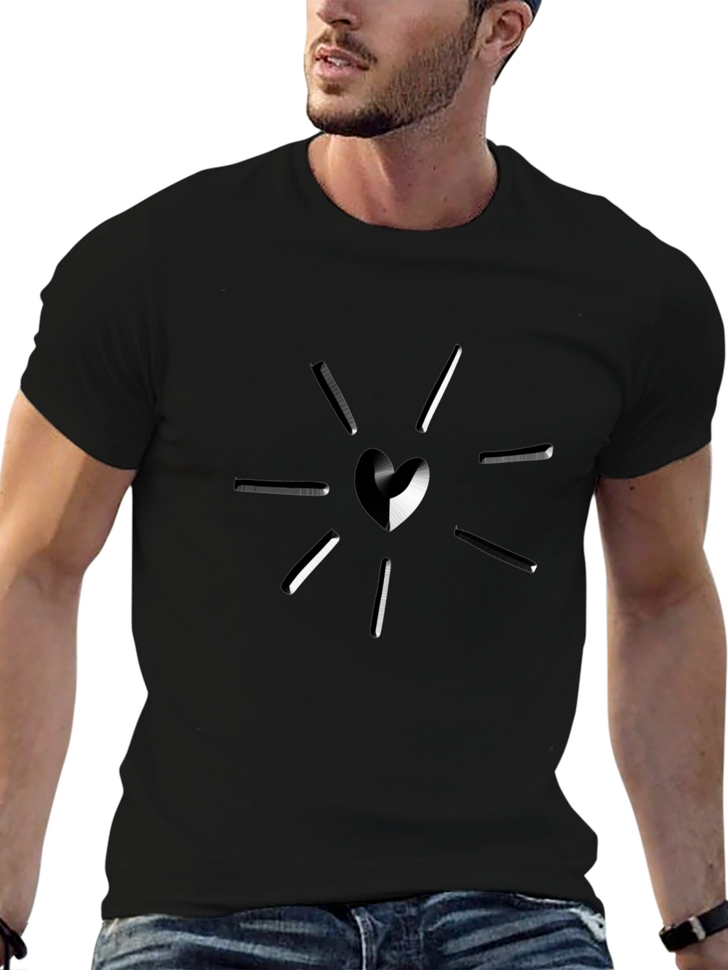 Heartburst Graphic T-Shirt - Stylish Black Tee
