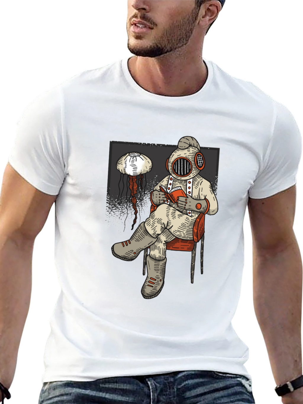 Diver Reading Book Graphic Tee