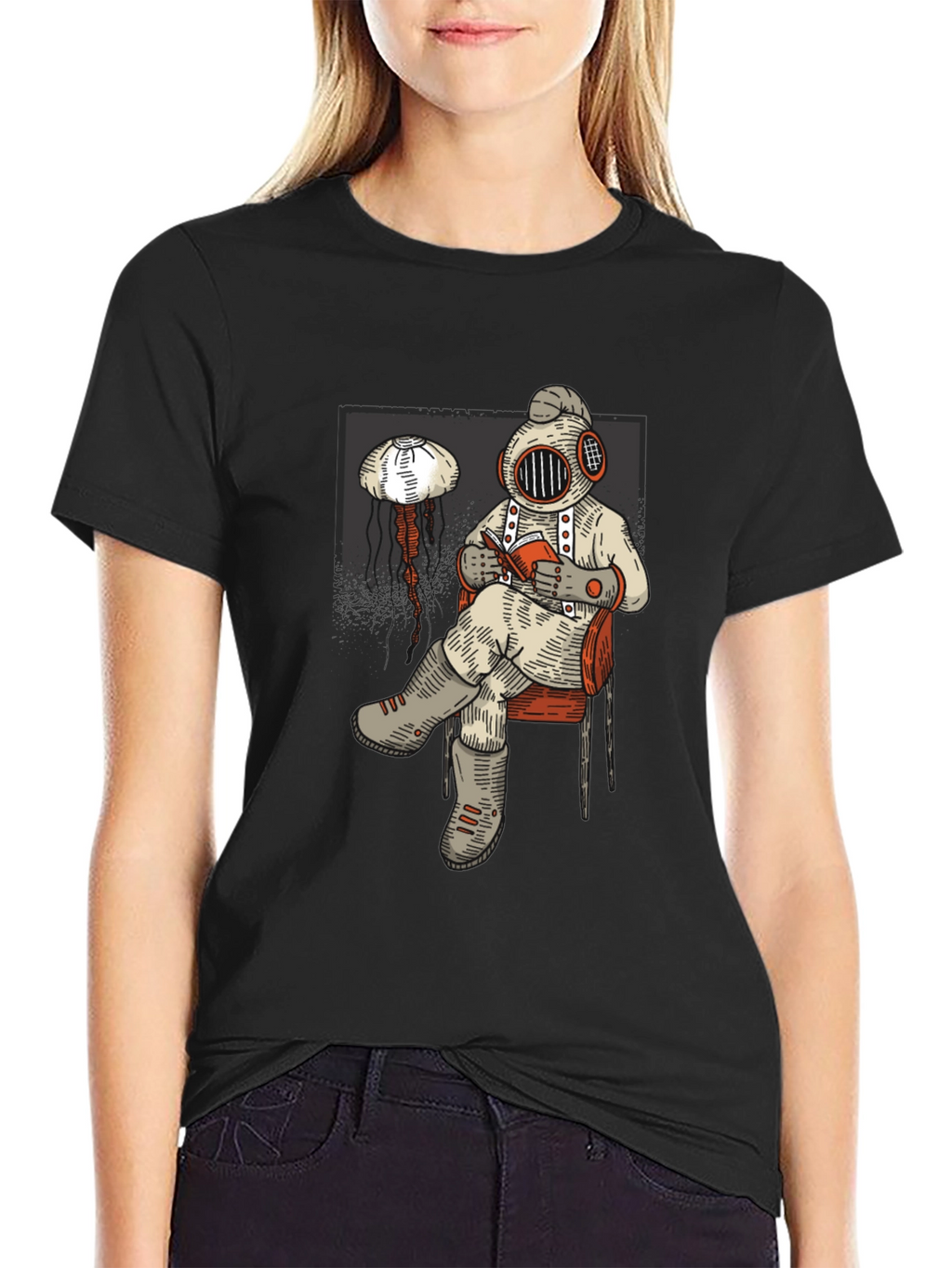 Diver Reading Book Graphic Tee