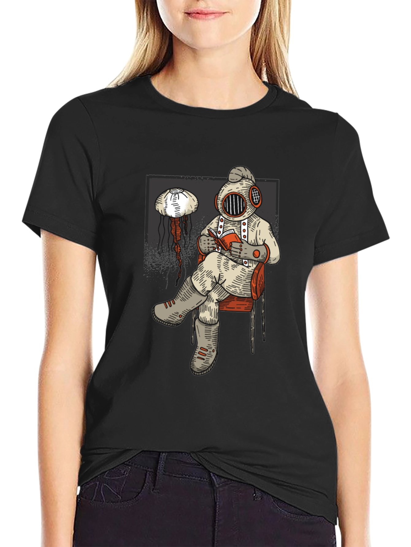Diver Reading Book Graphic Tee