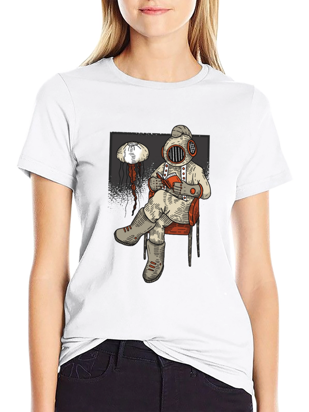 Diver Reading Book Graphic Tee