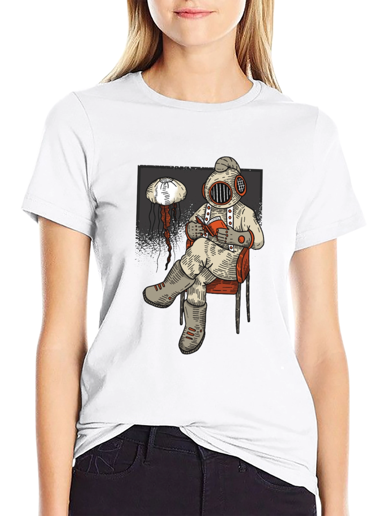Diver Reading Book Graphic Tee