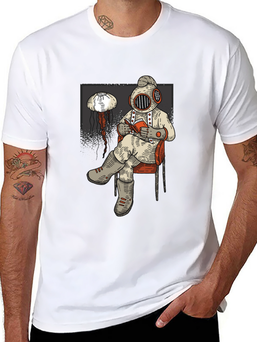 Diver Reading Book Graphic Tee