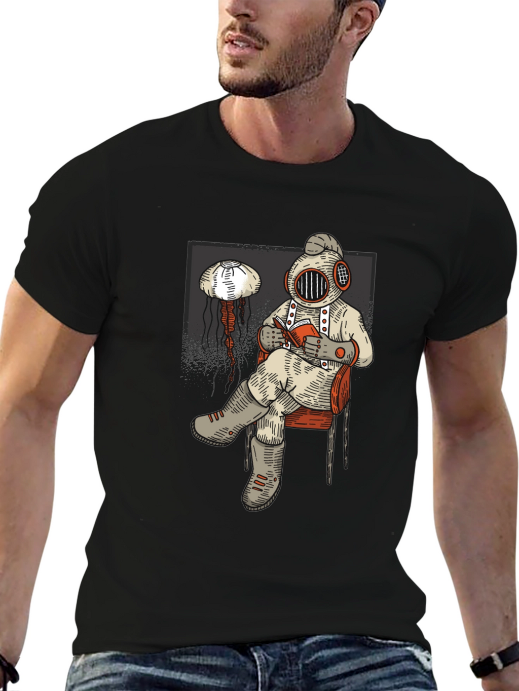Diver Reading Book Graphic Tee