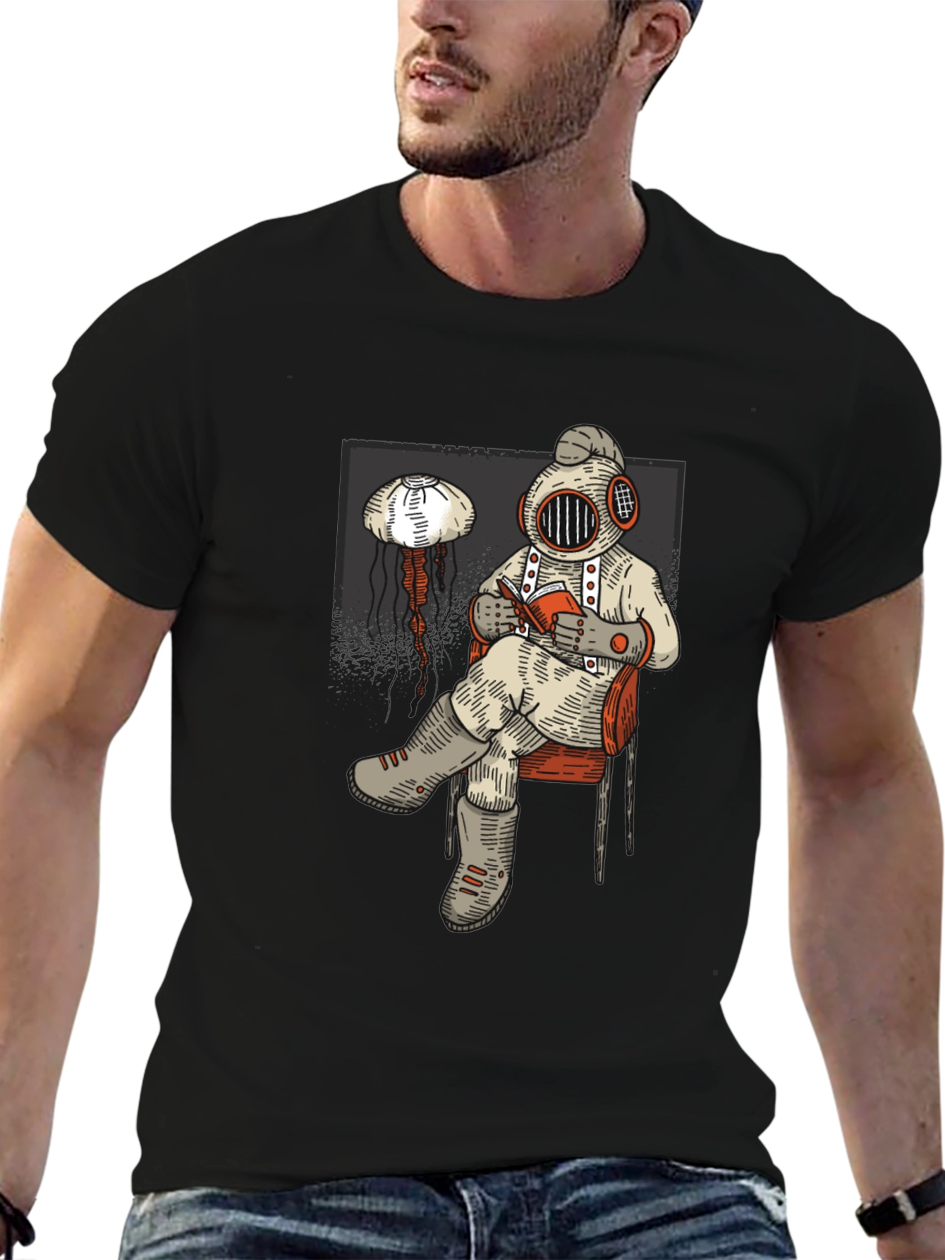 Diver Reading Book Graphic Tee