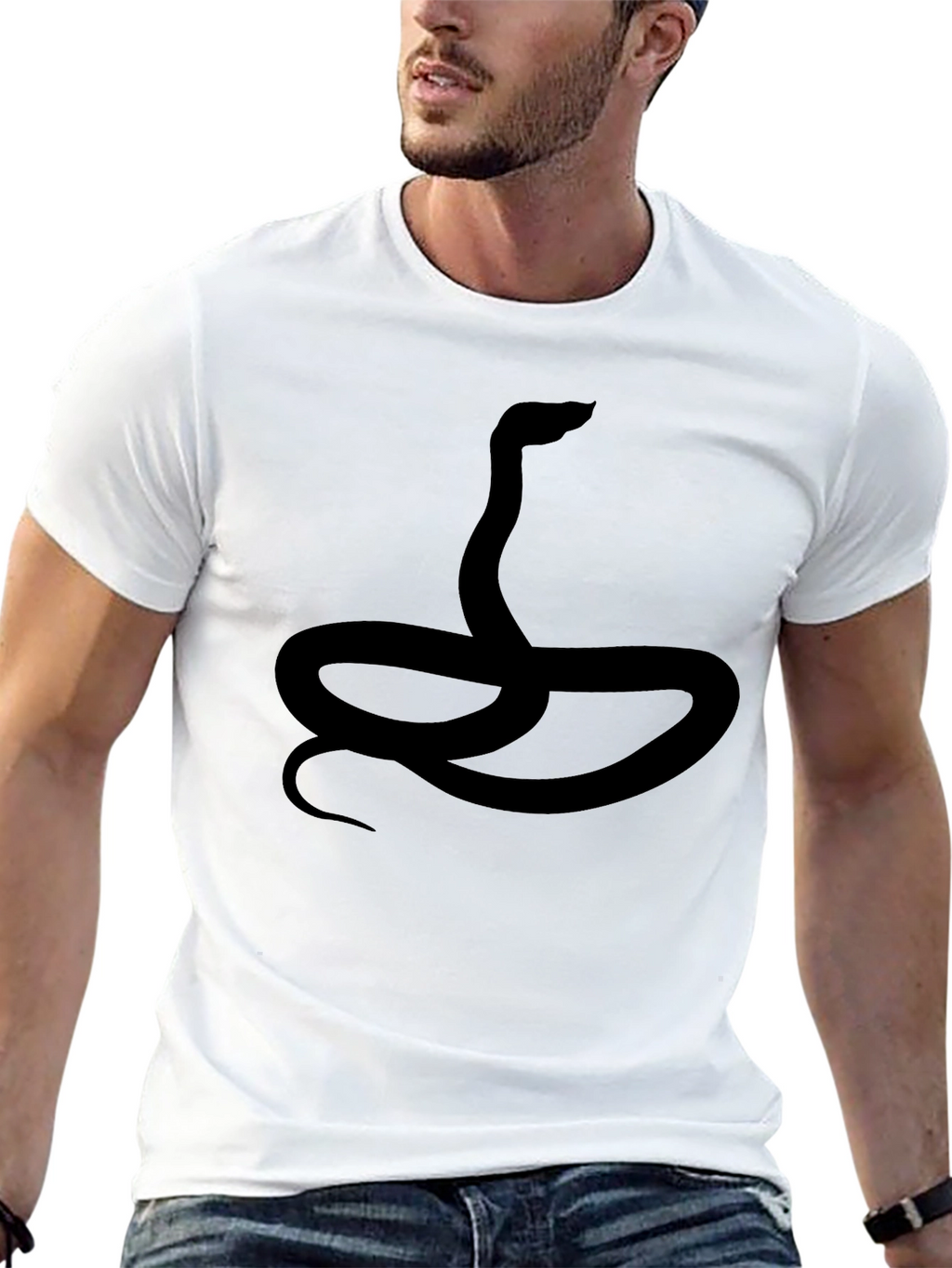 Snake Graphic Black T-Shirt for Men