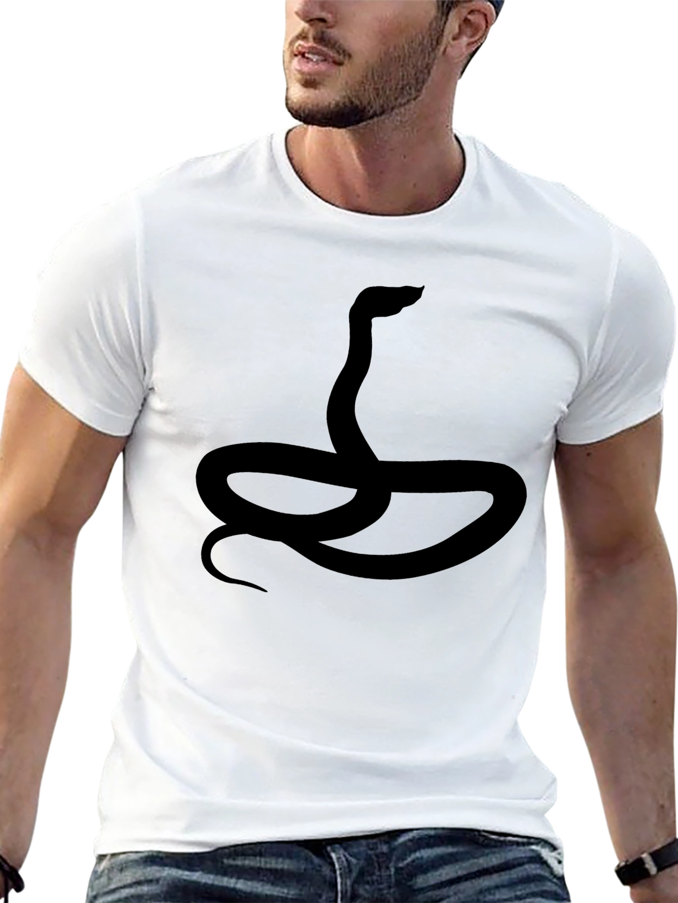 Snake Graphic Black T-Shirt for Men