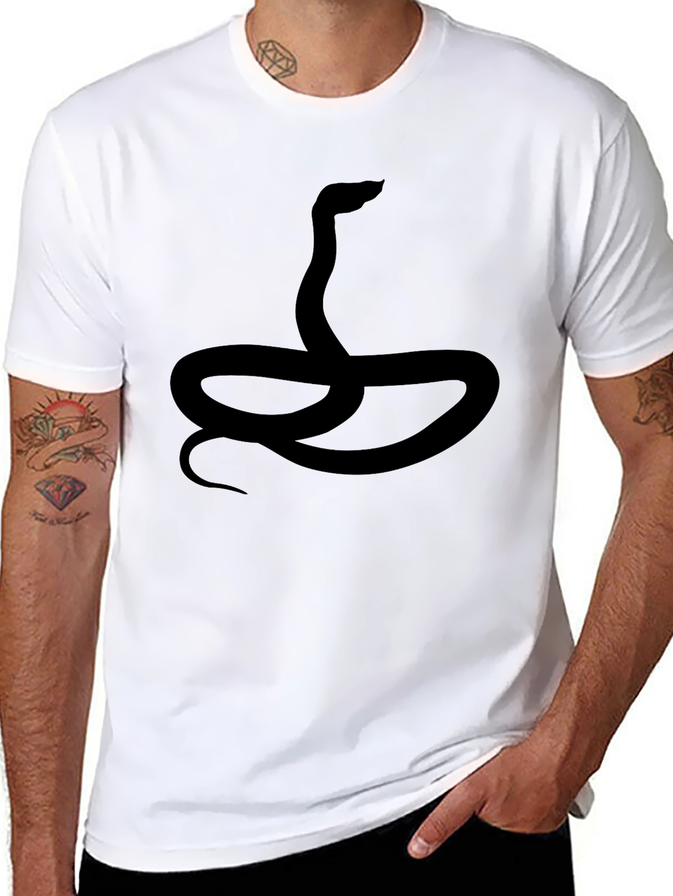 Snake Graphic Black T-Shirt for Men