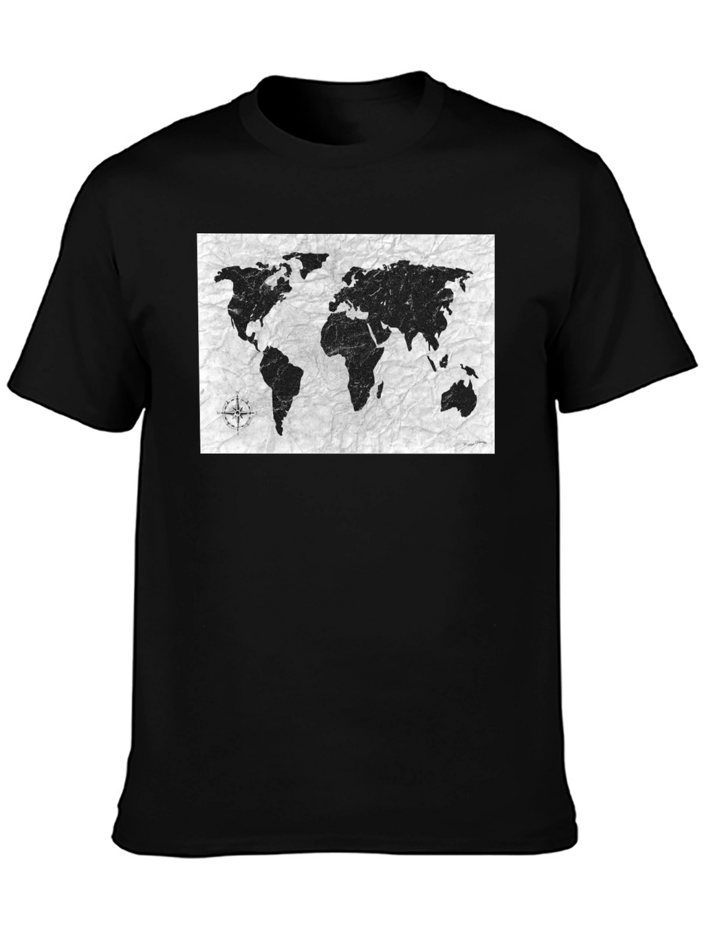 World Map Graphic Tee - Black Casual Shirt