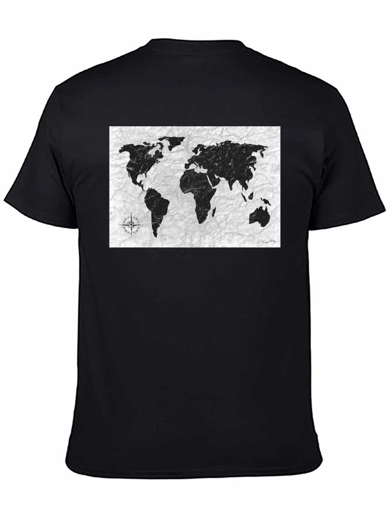 World Map Graphic Tee - Black Casual Shirt