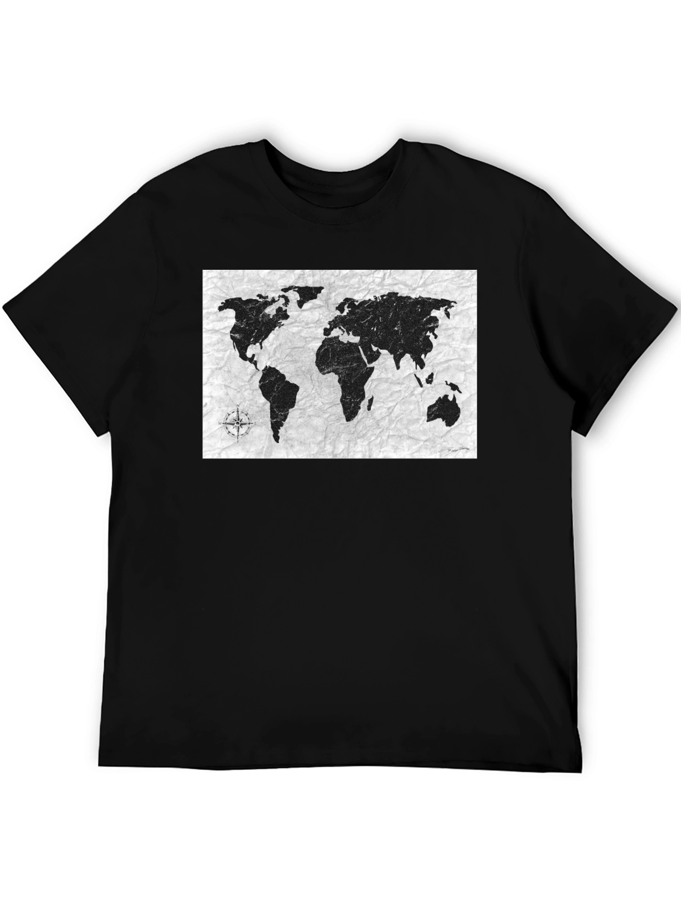 World Map Graphic Tee - Black Casual Shirt