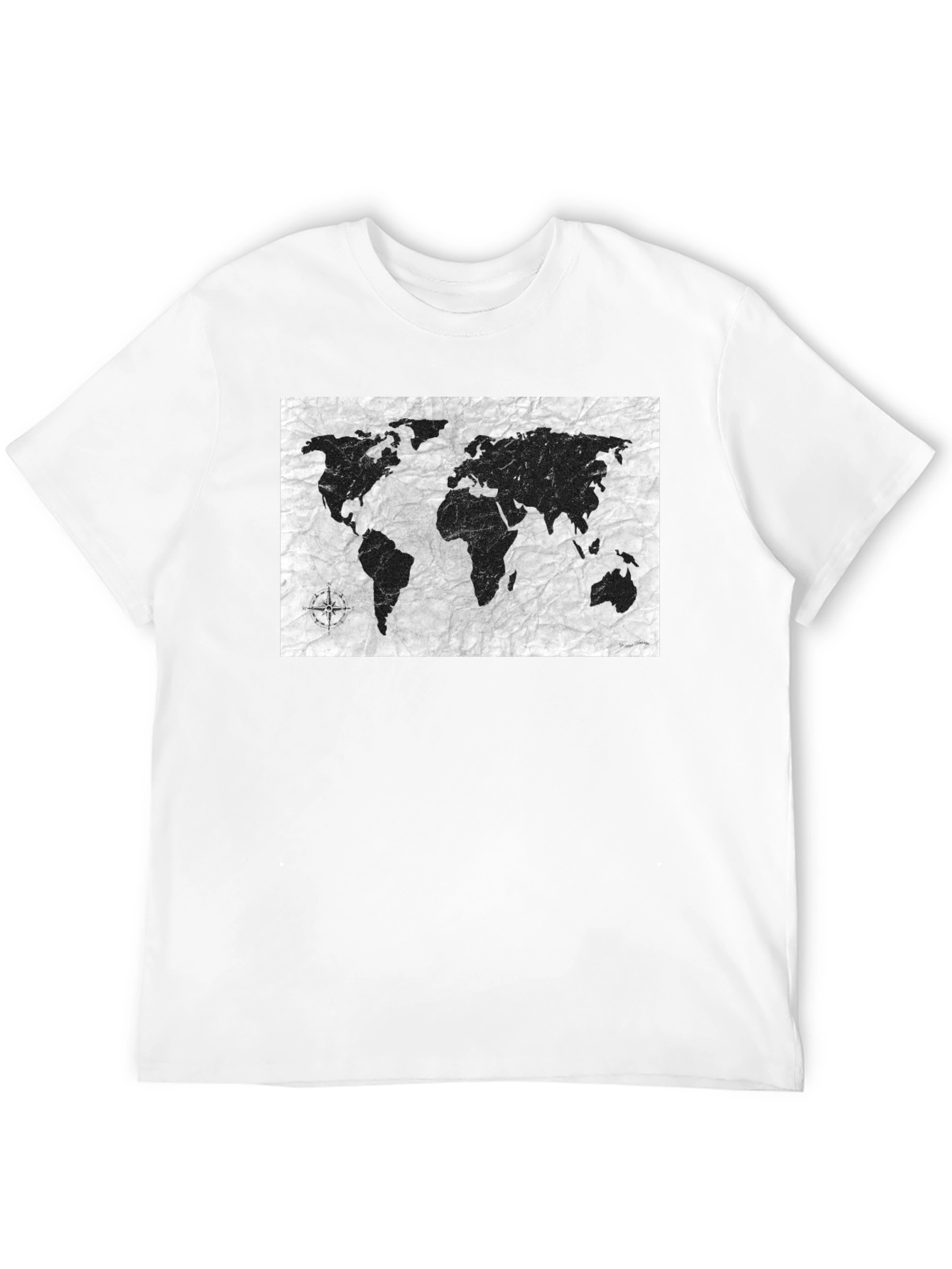 World Map Graphic Tee - Black Casual Shirt