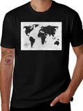 World Map Graphic Tee - Black Casual Shirt