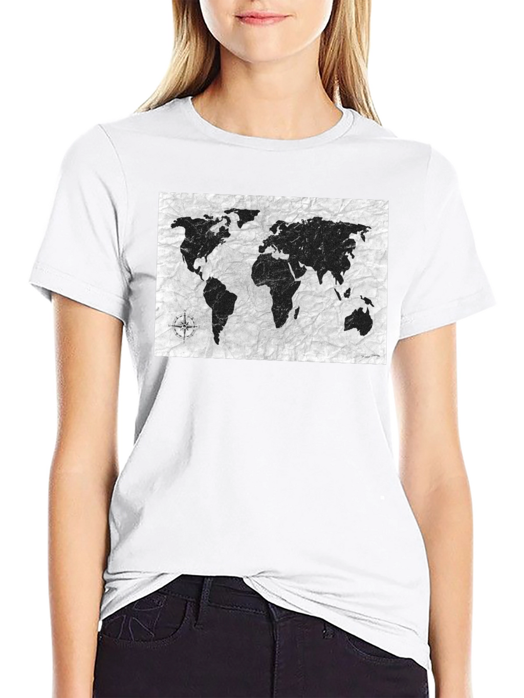 World Map Graphic Tee - Black Casual Shirt