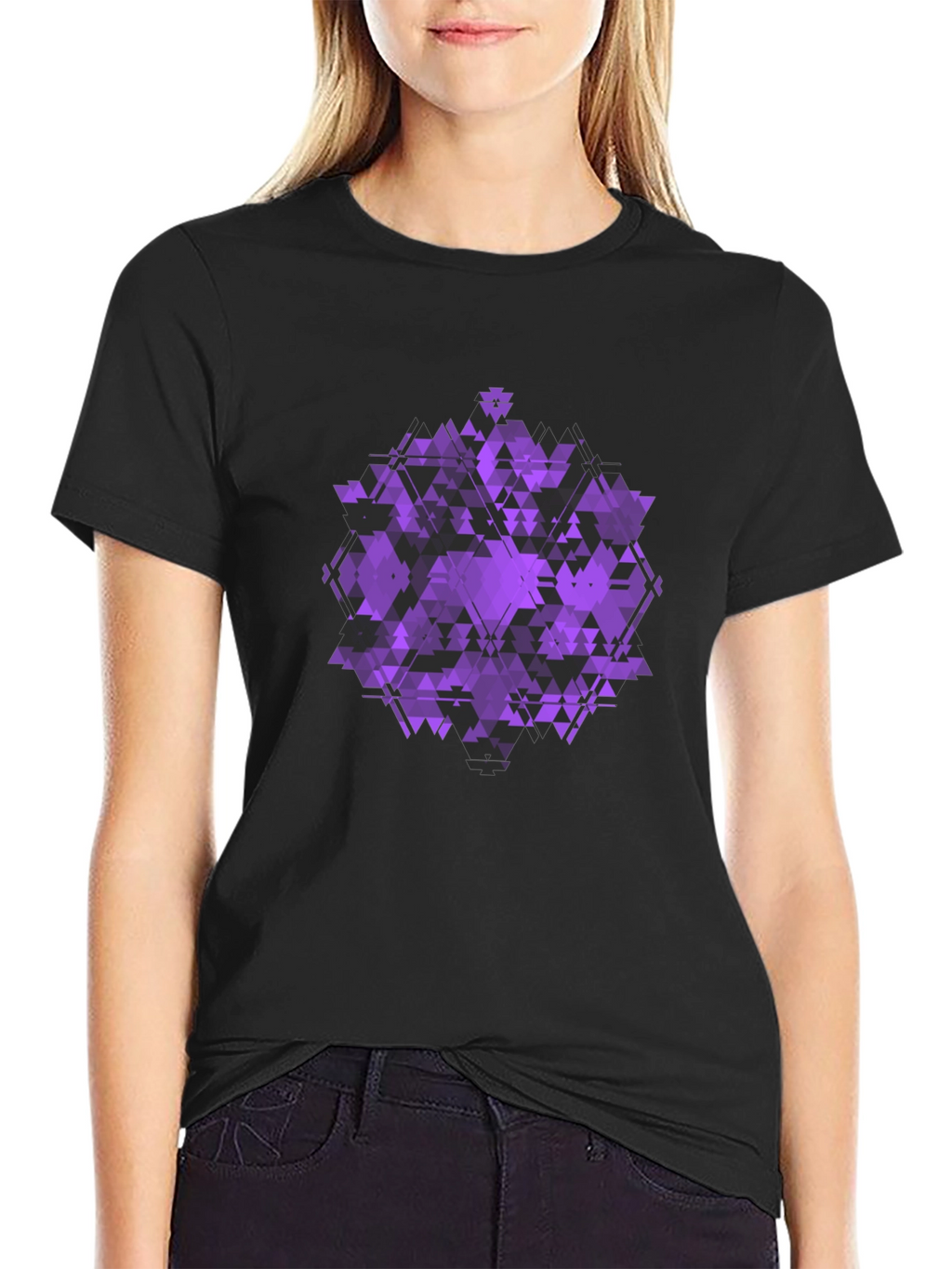 Geometric Purple Graphic Print T-Shirt