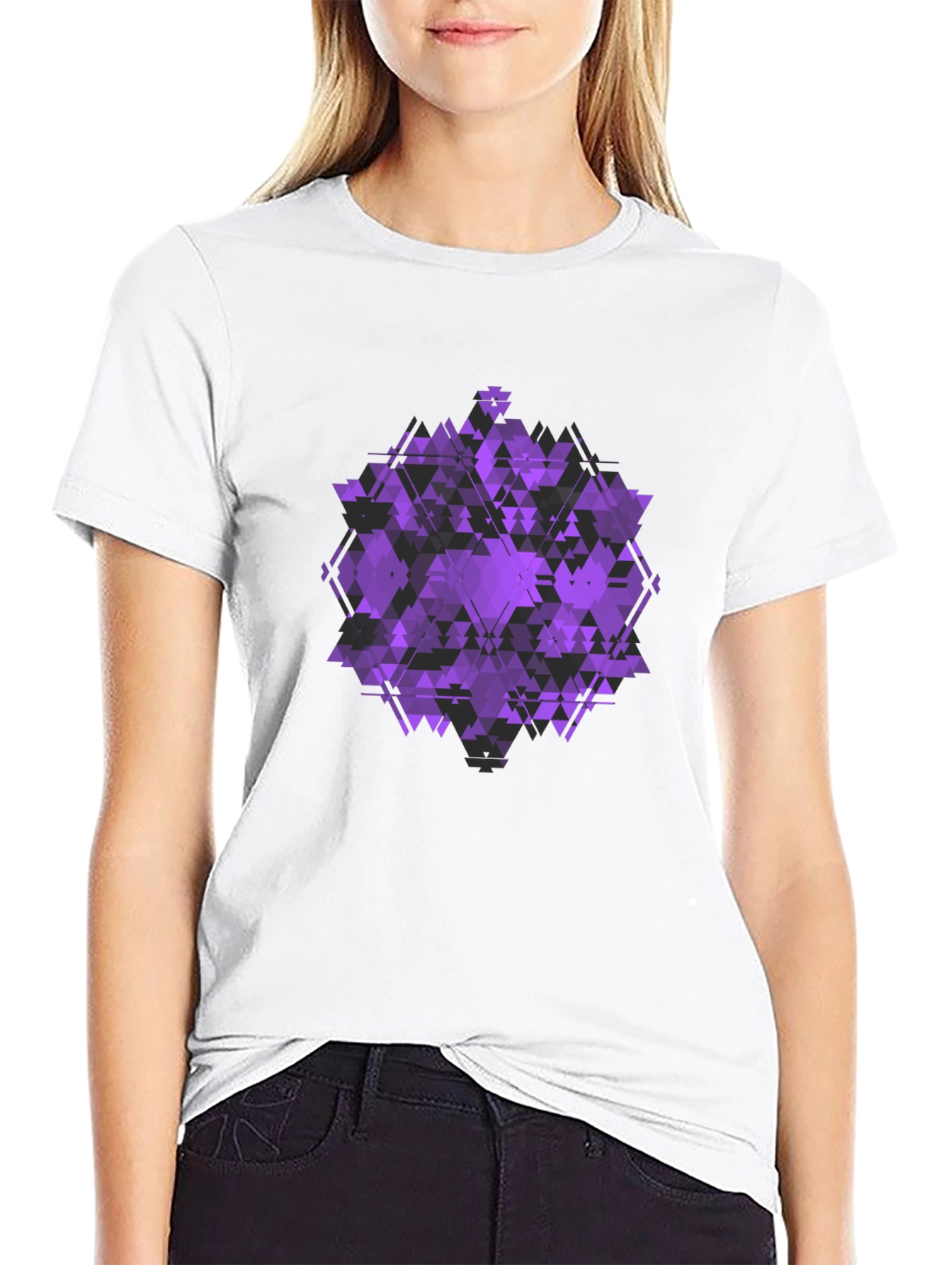 Geometric Purple Graphic Print T-Shirt